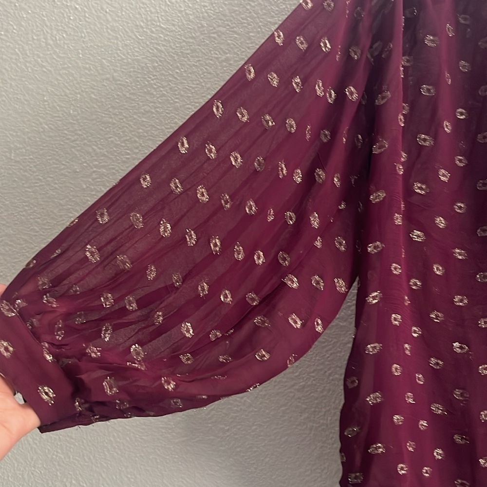 Anthropologie Moulinette Soeurs Allegra Foil Printed Button Down Blouse Sz XXS - Picture 5 of 8